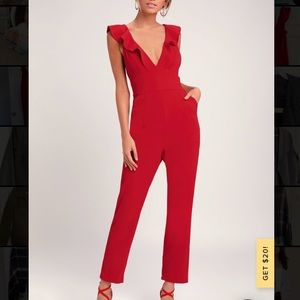 Red Ruffled Jumpsuit